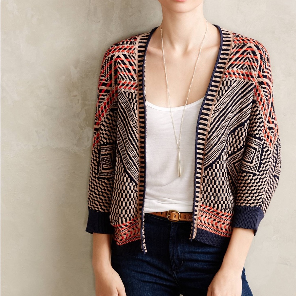 Anthropologie Moth Jacquard Chunky Knit Sweater